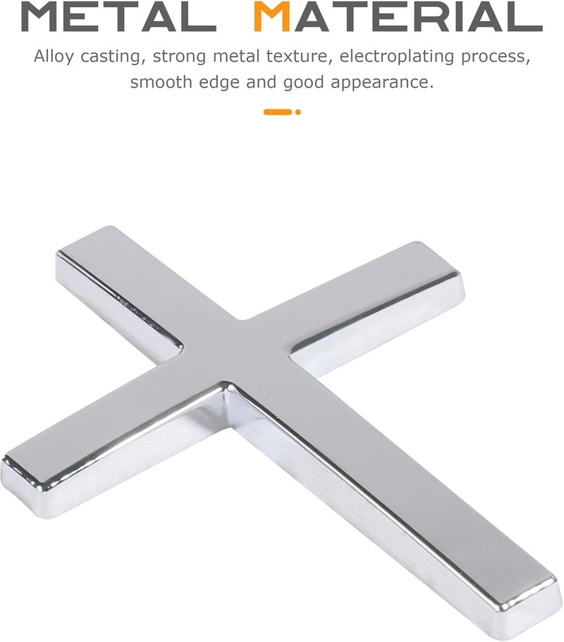 SCUARI 2PCS 3D Cross Stickers,Car Accessories Decals for Vehicles,Self Adhesive Cross Metal Car Emblem,2.5"×1.8" Cross Jesus Automotive Decal,Suitable for Trunk Tailgate Side Decoration (Black&Silver) - Image 3